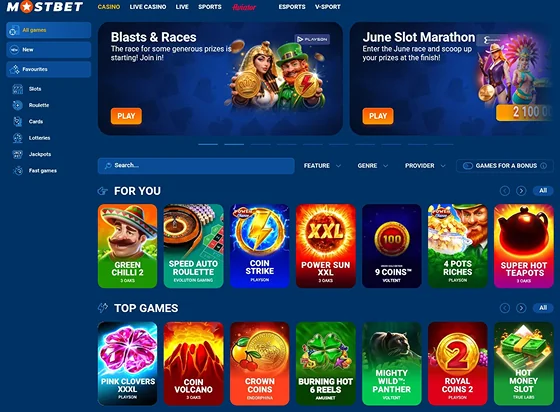 Mostbet casino games catalog