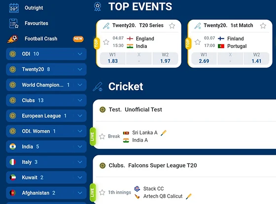Mostbet cricket betting events and tournaments