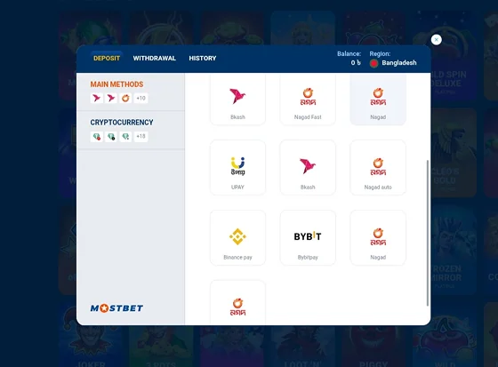 Mostbet payment methods available in Bangladesh