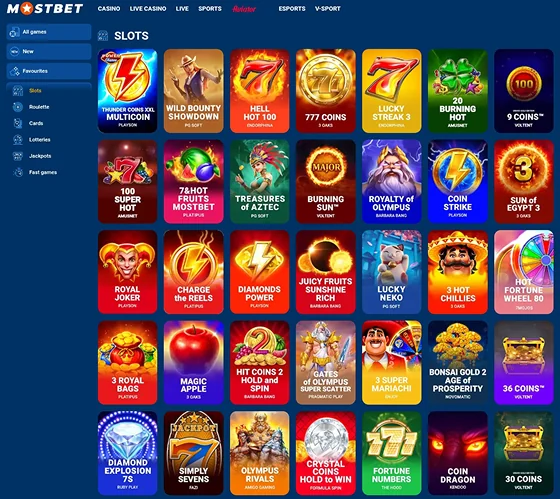 Mostbet slot games catalog